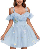 2025 suspender evening dress short dress popular new mesh yarn slim and thin adult ceremony host dress