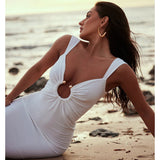 style women's clothing popular autumn new V-neck backless irregular dress women's dress split skirt