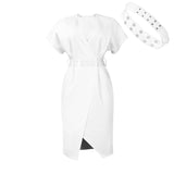 2025 D366 with belt 2025 women's clothing 's new fashion V-neck sexy split-ended dress Popular trade dress