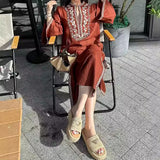 2025 Early Autumn Hepburn Elegant Loose Niche Design  Retro Printed Dress Femininity Muse Fan Yujie