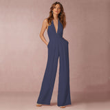 New European and American Women's Clothing Banquet Dress Jumpsuit  Independent Station Popular Sexy Halter Women's Trousers