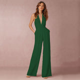 New European and American Women's Clothing Banquet Dress Jumpsuit  Independent Station Popular Sexy Halter Women's Trousers