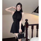 2024 High-Grade Sleeveless Dress Women's Summer  Strapless Sexy Socialite Temperament Waist-Controlled Lace-up Short Skirt