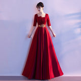 2025 Big choir performance costume female red dress evening dress host National Day red song recitation costume conductor adult