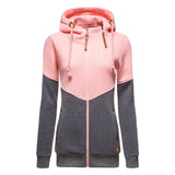 NAMCOVERSE 2025 Clearance processing   women's clothing double zipper color matching hooded long-sleeved fleece slim sweater wholesale