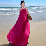 2025 Seaside vacation dress big halter dress high atmosphere photo Muse wear sexy fairy suit skirt