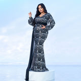 2025 Popular trade Popular,  and the United States fat mm large size women's clothing long-sleeved V-neck banquet sequined strap evening dress dress