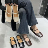 2025 Flat-bottomed bag head, half slippers, women's outer wear, spring and summer with skirts, cool slippers, gentle temperament, Mary Jane single shoes