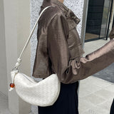 NAMCOVERSE 2025Cowhide woven bag popular new leather crescent bag one shoulder crossbody underarm women's bag  niche dumpling bag