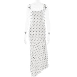 2025 Polka dot suspender swing neck dress women's  summer new fashionable and sexy sleeveless backless split dress