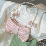 NAMCOVERSE 2025 Girl pearl bow underarm bag female popular new sweet little fresh fairy bag temperament shoulder bag wholesale