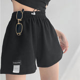 NAMCOCERSE Spring and Summer Thin Waffle Loose Sports Shorts Women's Elastic Waist Wide Leg Hot Pants Casual High Waist Straight Home Pants