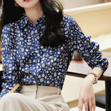 2025 Mulberry silk shirt floral long-sleeved shirt temperament silk skirt high-end women's top  summer new