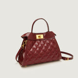 2025 Bag Autumn Women's popular Fashion Rhombus Embroidery Thread Handbag High Sense Large Capacity Shoulder Bag Commuter Messenger Bag