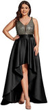 2025 Popular trade evening dress popular autumn and winter new V-neck A-shaped party dress front short and rear long dress