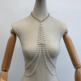LH4736 2025 vest fashionable and exquisite multi-layer wavy fringed chain pendant neck pearl chain top body chain