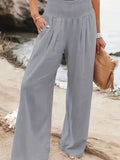 New Spring and Summer   Cross Border Women's Casual Style Cotton Distressed Wide Leg Loose Trousers for Women