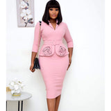 2025 D065L 2025 women's clothing independent station autumn Popular trade large size office professional pencil rose 2025 dress