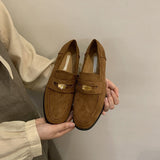2025 Mori retro brown loafers spring, autumn and winter popular suede deep mouth flat heel single shoes versatile soft-soled ladyshoes