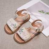 NAMCOVERSE  Girls' Han Chinese Costume Sandals  Summer New Children's Breathable Shoes Casual Shoes Medium and Big Children's Antique Embroidered Shoes