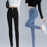 Stretch Skinny Jeans Women's Autumn and Winter High Waist Korean Style New Design Sense Slim Fit Slimming Versatile Hip Lifting Pencil Pants