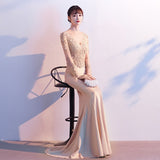 Annual meeting dress fishtail skirt 2025 new spring haute couture temperament long sleeve host catwalk dress banquet evening dress