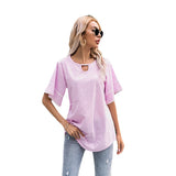 NAMCOVERSE New  new product 2025 trade 2025 Internet celebrities women's round neck lace splicing top, horn sleeve solid color T-shirt, spot