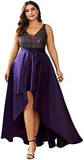 2025 Popular trade evening dress popular autumn and winter new V-neck A-shaped party dress front short and rear long dress