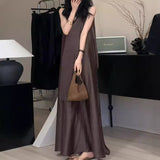 2025 popular summer new high-end temperament linen V-neck sleeveless dress, oversized skirt loose vest long dress