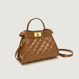 2025 Bag Autumn Women's popular Fashion Rhombus Embroidery Thread Handbag High Sense Large Capacity Shoulder Bag Commuter Messenger Bag