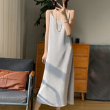 Silk 2024 Summer Women's New V-neck Slim Fit Inner Wear Dress Satin Sexy Socialite Suspender Dress Long Skirt