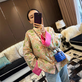 New Chinese-style annual clothes top women wear spring coat on both sides, national style imitation Song brocade jacquard retro coat B0316