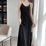 High-Grade Silk Sling Dress Women's Summer Inner Strap Dress Satin Acetate Fashion  Style Temperament Long Dress