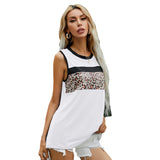 NAMCOVERSE The real shot of the new  independent station round neck leopard print splicing short-sleeved sleeveless vest in Europe, America and summer is in stock.