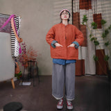 Rhombus cotton jacket for women, linen cotton thick stand-up collar buckle light Chinese cotton-padded jacket, warm fashion top B1001