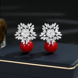2025 New high-end fashion temperament earrings trendy atmosphere niche zircon earrings s925 silver needle snowflake pearl stud earrings