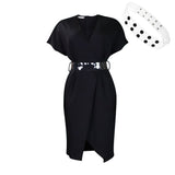 2025 D366 with belt 2025 women's clothing 's new fashion V-neck sexy split-ended dress Popular trade dress