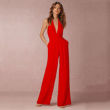 New European and American Women's Clothing Banquet Dress Jumpsuit  Independent Station Popular Sexy Halter Women's Trousers