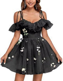 2025 suspender evening dress short dress popular new mesh yarn slim and thin adult ceremony host dress