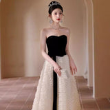 2025 tube top evening dress dress women  new light wedding dress fugitive princess travel photography light luxury niche high-end spring