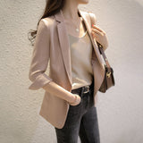 2025 Silk pink small blazer women's  spring new Korean version of casual spring and autumn women's mulberry silk suit