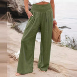 New Spring and Summer   Cross Border Women's Casual Style Cotton Distressed Wide Leg Loose Trousers for Women