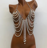 LH4728 2025 luxury pearl beaded breast chain, performance clothing accessories, purely handmade neck body chain