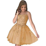2025 Women's Homecoming Dress Short Prom Dress Lace Decal Suitable Teen Slender Strap Party Evening Dress