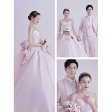 2025 Studio photography wedding dress 2025 couple theme wedding dress travel clothing tube top temperament pink banquet wedding dress