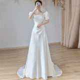 travel photography light wedding dress 2025 new bridal temperament slim go out welcome dress simple small trailing dress
