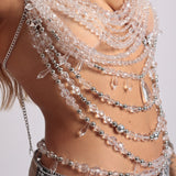 2025 Q5059Y multi-layer chest chain jewel bra beaded bra chain transparent body chain top vest