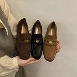 2025 Mori retro brown loafers spring, autumn and winter popular suede deep mouth flat heel single shoes versatile soft-soled ladyshoes