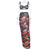 2025 New  summer hot-selling new fashionable and sexy printing suspender backless pleated long dress set