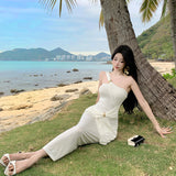2025 Sexy royal sister temperament streamer slim slanted shoulder dress women's  high-end tube top long dress split fork fishtail skirt